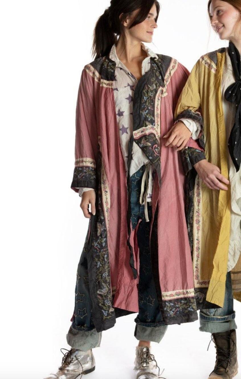 Magnolia Pearl Miggy Coat in Faded Beet Pink O/S Embroidered Oversized Kimono